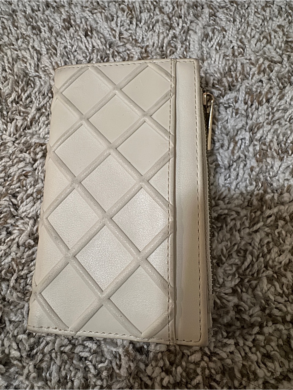 Zara Cream Quilted Zip-Around Wallet
